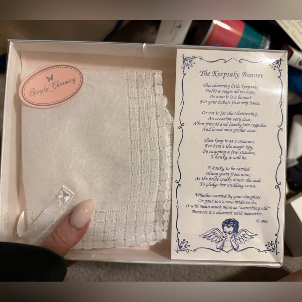 Simply Charming Baby Keepsake Bonnet White Christening Heirloom Gift